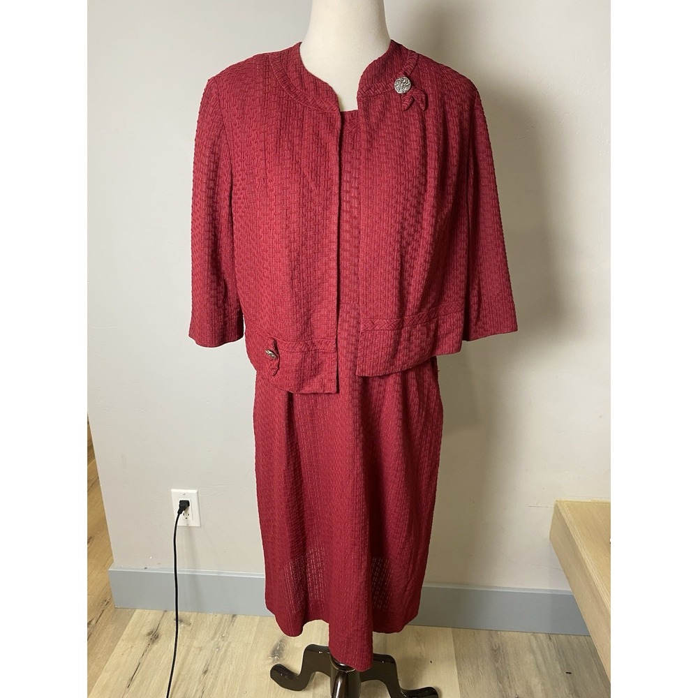VTG‎ 40's/50's Burgundy 2 Piece Textured Dress  Bolero Jacket mid Century Retro